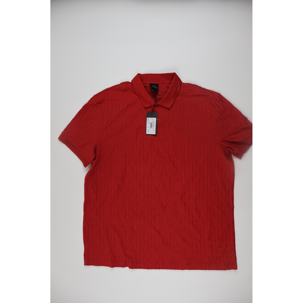 Armani Exchange Mens Polo Shirt Logo Jacquard Red XL NWT MSRP $110